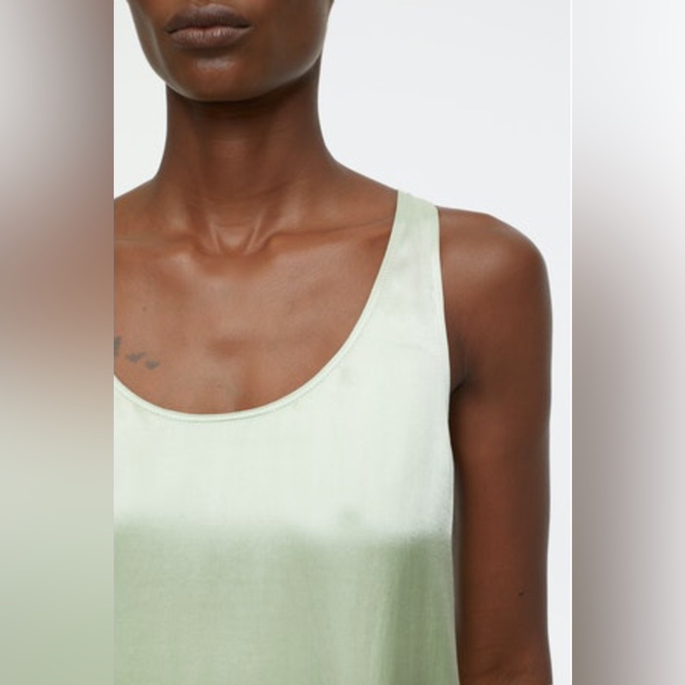 Closed Sleeveless Satin Maxi Dress in Limonada - Picture 3 of 13